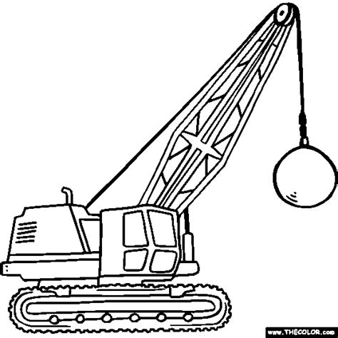 Wrecking ball crane vector silhouette isolated on white. Wrecking Ball Crane Online Coloring Page | Little ones ...