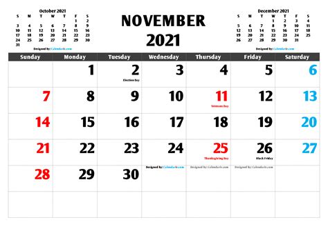 Free Printable November 2021 Calendar 10 Templates