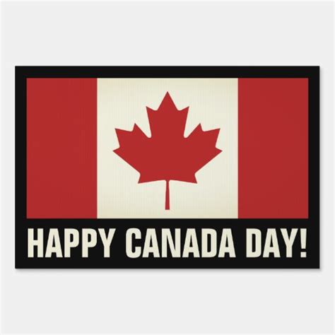 Happy Canada Day Vintage Canadian Flag Yard Sign