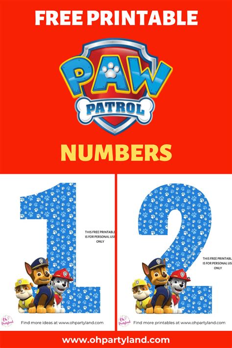 Free Printable Paw Patrol Numbers Paw Patrol Party Printables Paw