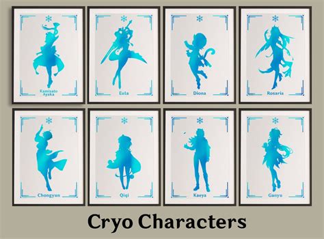 Genshin Impact All Character Silhouettes Foil Art Print Etsy Uk