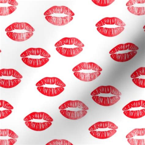 Smooches Kisses Red Spoonflower