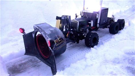 Rc Adventures Rc Rotary Snow Plow Snow Mover Test 1 Night Time