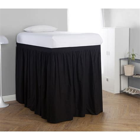 Extended Bed Skirt Twin Xl 3 Panel Set Black