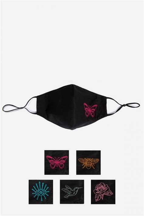 Johnny Was Essentials Embroidered Masks 5 Pack Black Womens