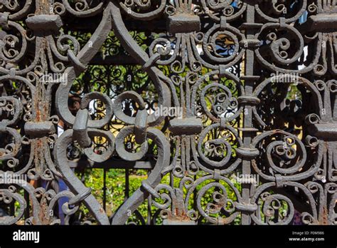Very Ornate Iron Gate Stock Photo Alamy