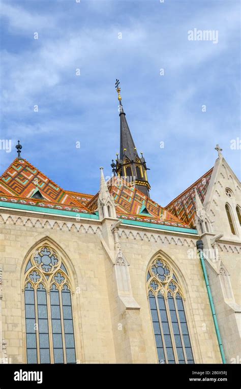 Techo De Baldosas De Color De La Famosa Iglesia Matthias En Budapest Hungría Iglesia Católica