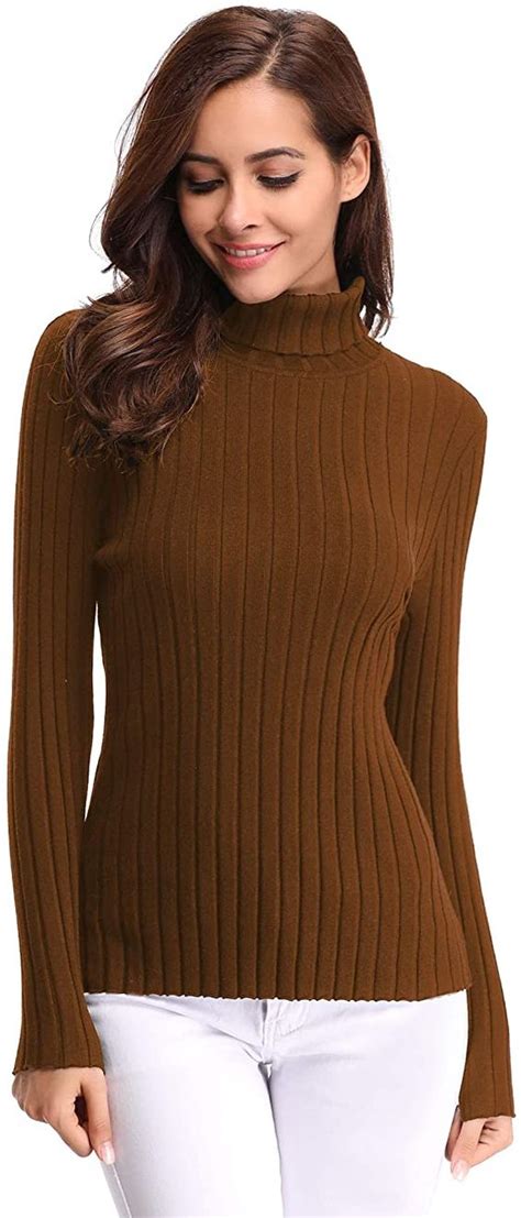 Abollria Women S Long Sleeve Solid Lightweight Soft Knit Mock