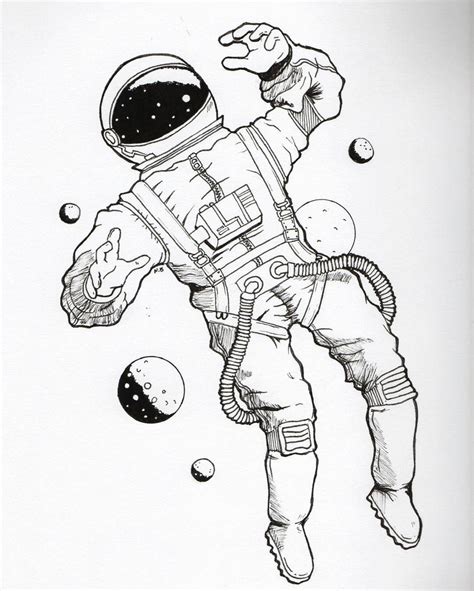 Astronaut Floating In Space Drawing Drawing