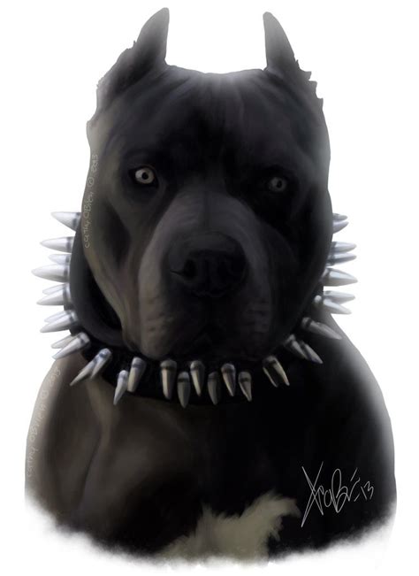 Black Blue Pitbull Portrait By Redeyeddemon On Deviantart Black