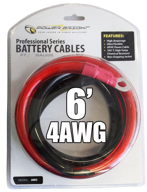 4awg6 4 Gauge 6 Ft Battery Cables Power Bright Inverters Voltage Converters And Transformers