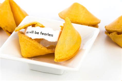 Open Fortune Cookie You Will Be Fearless Stock Image Image Of Paper
