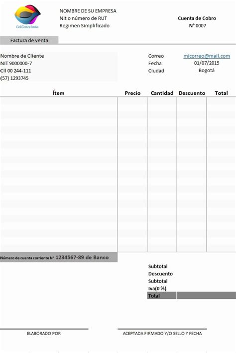 50 Formatos De Facturas En Excel Ufreeonline Template