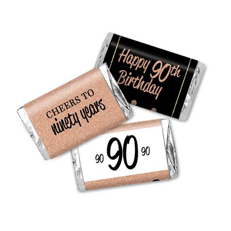 90th Birthday Favor Stickers Miniatures Candy Bar Wrapper