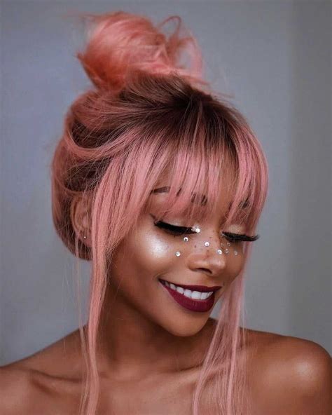 Ombre Pink With Top Knot And Bang Hairstyle By Nyanelebajoa She Is Soo Beautiful D