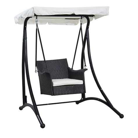 Outsunny Single Seat Rattan Wicker Swing Chair