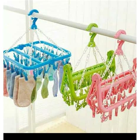 Jual Jemuran Baju Lipat Hanger Kotak Penjepit Kaos Kaki Pakaian Dalam Shopee Indonesia