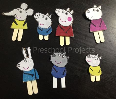 Peppa Pig Craft Puppets From Printables Pig Crafts Peppa Pig