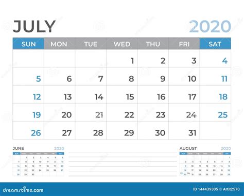 June 2020 Calendar Template Desk Calendar Layout Size 8 X 6 Inch