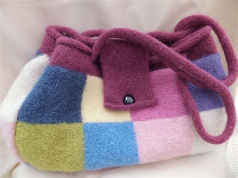 a beautiful multi coloured felted bag made with locally sourced wool from south dartmoor felt