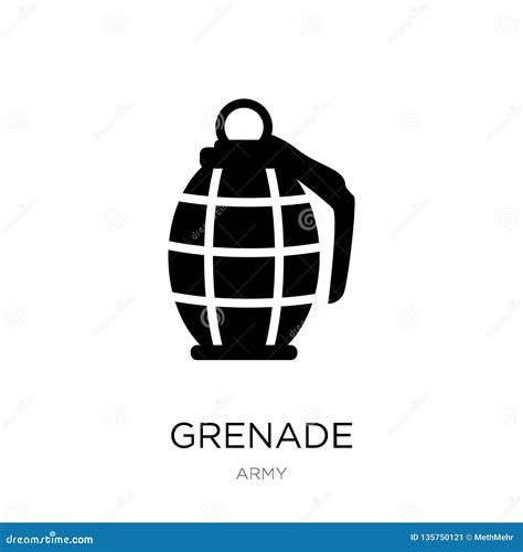 Grenade Icon In Trendy Design Style Grenade Icon Isolated On White