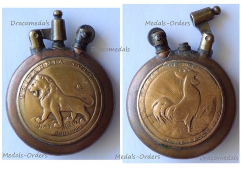 France Trench Art Wwi Lighter British Victory Lion Vimy Roeux