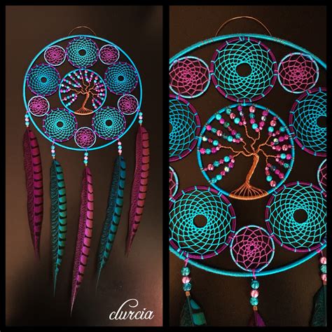 Dream Catcher And Purple And Turquoise Tree Of Life Dream Catcher