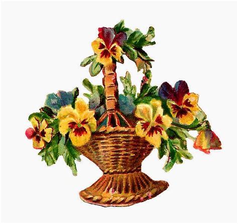 Antique Images Free Vintage Digital Flower Basket Clip Art Of Wicker