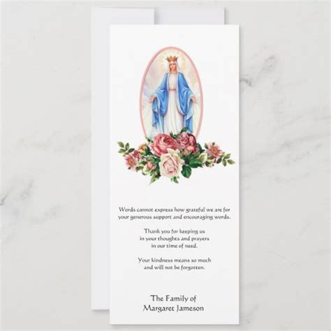 Religious Catholic Funeral Sympathy Thank You Card Uk