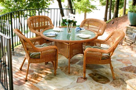 Hungry guests can pull up outdoor dining chairs that match the table. Portside 5 Piece Dining Set | Wayfair | Wicker dining set ...