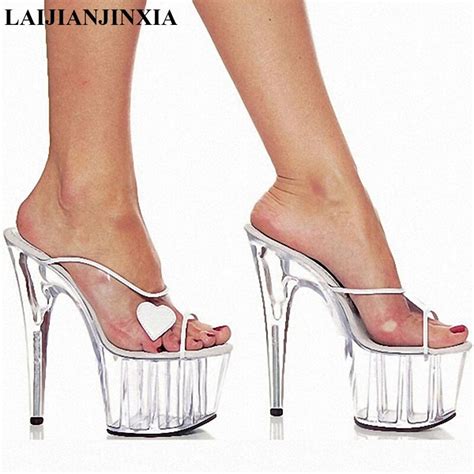 Laijianjinxia New Stylish 15cm High Heel Platforms Slippers Women Sexy