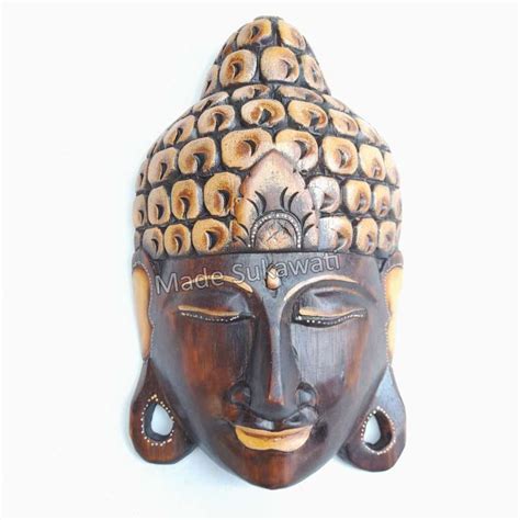 Jual Hiasan Dinding Topeng Kepala Budha 30cm Kerajinan Tangan Bali Di