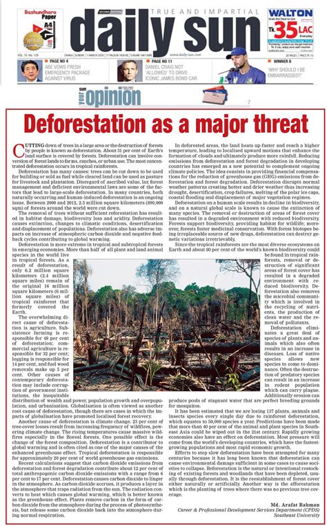 Pdf Deforestation As A Major Threat