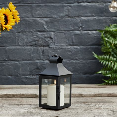 25cm Albury Black Garden Lantern With Truglow Candle Uk