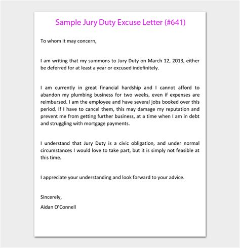 28 Jury Duty Excuse Letter Examples And Templates Tips