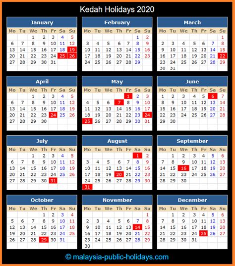 Check out the year 2020 malaysia holidays list which includes all the holidays of malaysia like federal holidays 2020 + malaysia bank holidays 2020, malaysia public holidays or malaysia. Kedah Holidays 2020
