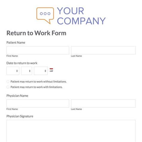 Return To Work Form Template Formstack