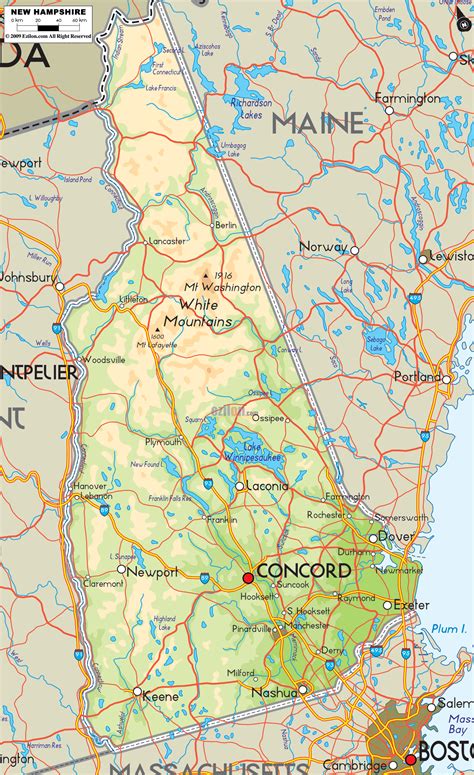 Physical Map Of New Hampshire Ezilon Maps