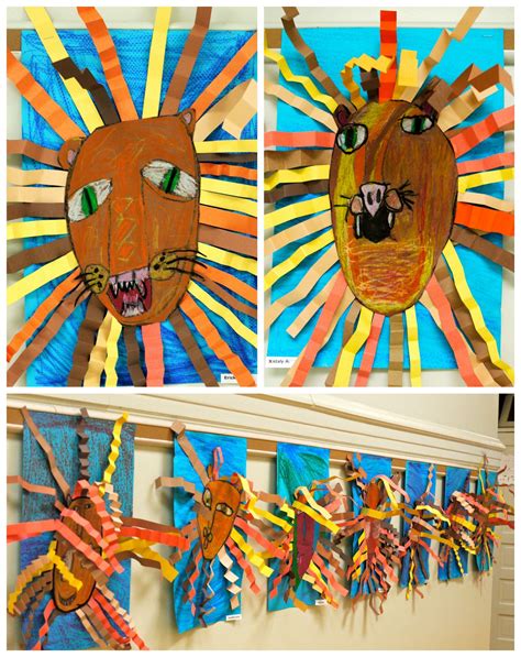 1st Grade Oil Pastel Lion Collages African Art Projects Kindergarten