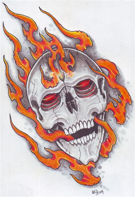 Skull In Flames 3 By Vikingtattoo On Deviantart