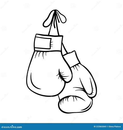 Boxing Gloves Hang On The Carnation Black White Vector Illustration In