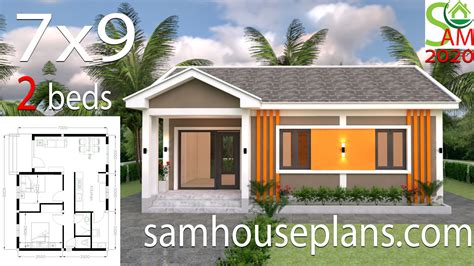 Small House Plans 9x7 With 2 Bedrooms Hip Roof Samhouseplans