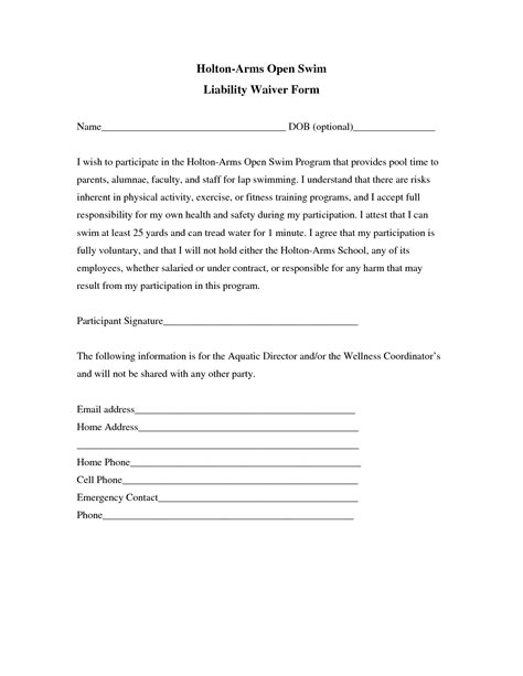 Liability Release Form Template Free Printable Documents