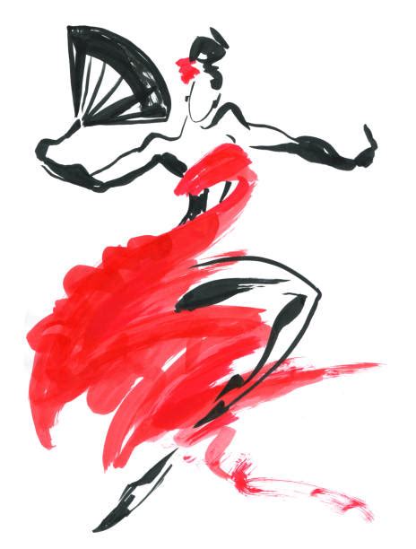 140 espanhol tradicional mulher dançarina de flamenco com vestido vermelho fotos de stock