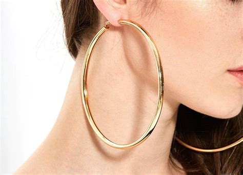 Large Thick Big Hoop Gold Color Earrings Glamorous Round