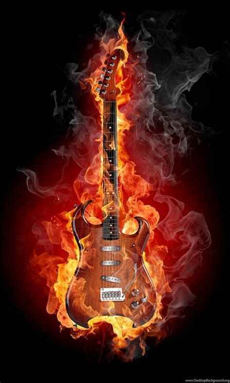 Flaming Guitar Flikie Wallpapers Desktop Background