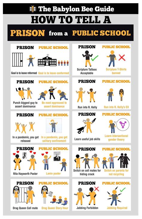 The Babylon Bee Infographic How To Tell A Prison From A