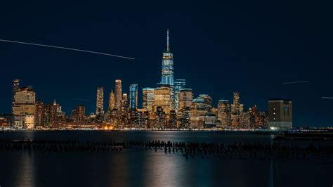 Download Wallpaper 1920x1080 New York Usa Night City Panorama