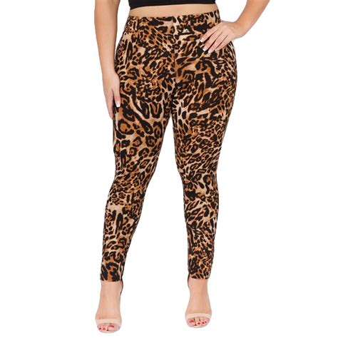 Womens Classic Leopard Print Leggings Plus Size