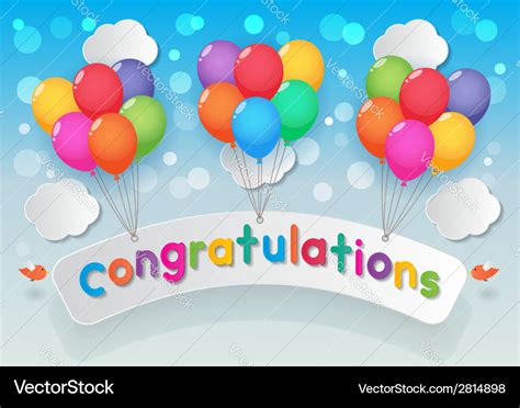 Congratulations Balloons Sky Background Royalty Free Vector